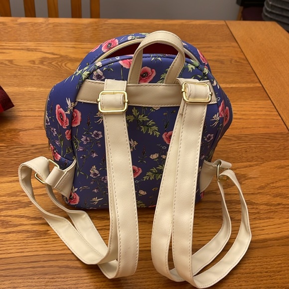 Rare Disney Loungelfy blue floral tinker bell mini backpack. Great condition. - Picture 2 of 7
